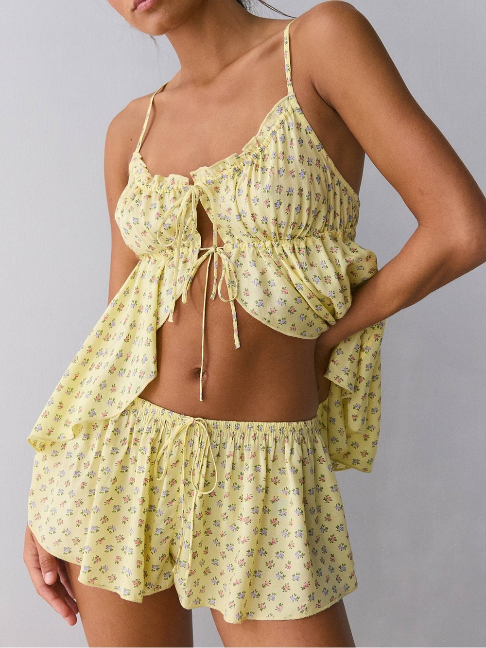 Out From Under Hydra Tie-Front Flyaway Cami & Micro Short Set